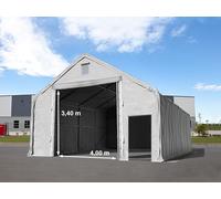 TOOLPORT Everest Carpa industrial 8x12 m con entrada 4x3,4 m, PRIMEtex 2300, gris, con Estática (para hormigón) - (48854)