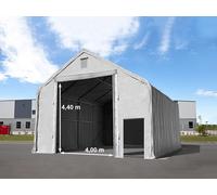 TOOLPORT Everest Carpa industrial 8x12 m con entrada 4x4,4 m, PRIMEtex 2300, gris, con Estática (para hormigón) - (48855)