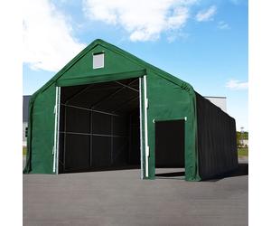 TOOLPORT Everest Carpa industrial 8x8 m con entrada 4x3,4 m, PRIMEtex 2300, verde oscuro, con Estática (para suelos blandos) - (48676)