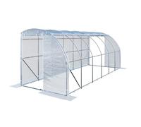TOOLPORT Invernadero adosado 2x6 m PE 180 g/m² estabilizado UV con Estructura de Acero galvanizado, Invernadero para Tomates con Ventanas Laterales