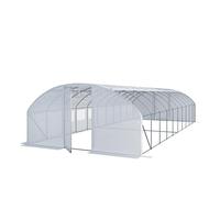 TOOLPORT Invernadero túnel Premium 4x10m con Puerta abatible y Lona PE 180g/m² Blanca Transparente