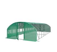 TOOLPORT Invernadero túnel Premium 4x10m con Puerta abatible y Lona PE 180g/m² Verde Transparente