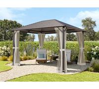 TOOLPORT Moonlight 3x3,65m Cenador techo fijo, 4 cortinas, crema - (300222)