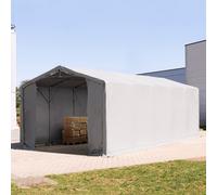 TOOLPORT Outlander Carpa industrial 5x10 m - altura lateral de 3,0 m con puerta con cremallera, PRIMEtex 2300, gris, sin Estática - (79983)