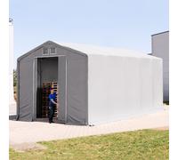 TOOLPORT Outlander Carpa industrial 5x10 m - altura lateral de 4,0 m con entrada corredera, PRIMEtex 2300, gris, sin Estática - (79991)