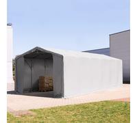 TOOLPORT Outlander Carpa industrial 5x12 m - altura lateral de 3,0 m con puerta con cremallera, PVC 850, gris, sin Estática - (79884)