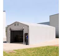 TOOLPORT Outlander Carpa industrial 5x12 m - altura lateral de 3,0 m con puerta levadiza, PVC 850, gris, sin Estática - (79885)
