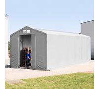 TOOLPORT Outlander Carpa industrial 6x12 m - altura lateral de 3,6 m con entrada corredera y claraboyas, PVC 850, gris, sin Estática - (79919)