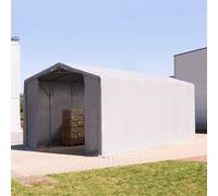 TOOLPORT Outlander Carpa industrial 6x12 m - altura lateral de 4,0 m con entrada con cremallera, PRIMEtex 2300, gris, sin Estática - (79998)