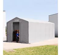 TOOLPORT Outlander Carpa industrial 6x12 m - altura lateral de 4,0 m con entrada corredera, PRIMEtex 2300, gris, con Estática (para suelos blandos) - (93977)