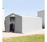 TOOLPORT Outlander Carpa industrial 6x12 m - altura lateral de 4,0 m con entrada corredera y claraboyas, PVC 850, gris, con Estática (para hormigón) - (94136)