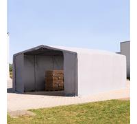 TOOLPORT Outlander Carpa industrial 8x10 m - altura lateral de 3,6 m con entrada con cremallera, PVC 850, gris, con Estática (para hormigón) - (94149)