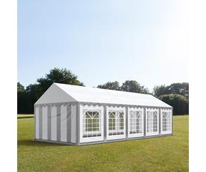 TOOLPORT PRO 4x10 m Carpa para fiestas, PVC 700, gris-blanco - (6111)