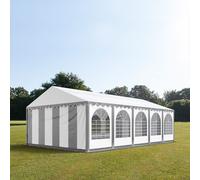 TOOLPORT PRO 6x10 m Carpa para fiestas XXL, altura lateral 2,6m, PVC 1400, con base reforzada, gris-blanco - (8676BL)