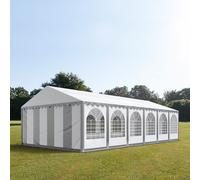 TOOLPORT PRO 6x12 m Carpa para fiestas XXL, altura lateral 2,6m, PVC 1400, con base reforzada, gris-blanco - (8549BL)