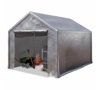TOOLPORT Tienda de campaña 3 x 4 m, refugio lona polietileno 350 N, resistente al agua, gris