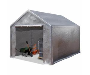 TOOLPORT Tienda de campaña 3 x 4 m, refugio lona polietileno 350 N, resistente al agua, gris