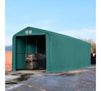 TOOLPORT Viking Carpa industrial 4x24 m con entrada 3,5x3,5 m, PRIMEtex 2300, verde oscuro, con Estática (para suelos blandos) - (49395)