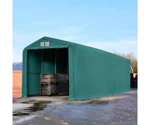 TOOLPORT Viking Carpa industrial 4x24 m con entrada 3,5x3,5 m, PRIMEtex 2300, verde oscuro, con Estática (para hormigón) - (49392)