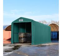 TOOLPORT Viking Carpa industrial 4x8 m con entrada 3,5x3,5 m, PRIMEtex 2300, verde oscuro, con Estática (para suelos blandos) - (49393)