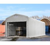 TOOLPORT Viking Carpa industrial 5x10 m con entrada 4,1x2,5 m, PVC 850, gris, con Estática (para suelos blandos) - (49399)