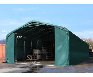 TOOLPORT Viking Carpa industrial 6x24 m con entrada 4,1x2,9 m, PVC 850, verde oscuro, con Estática (para suelos blandos) - (49428)