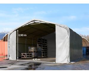 TOOLPORT Viking Carpa industrial 6x6 m con entrada 4,1x2,9 m, PVC 850, gris, con Estática (para hormigón) - (49647)