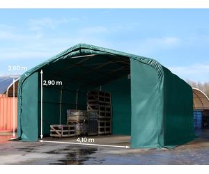TOOLPORT Viking Carpa industrial 6x6 m con entrada 4,1x2,9 m, PVC 850, verde oscuro, con Estática (para hormigón) - (49414)