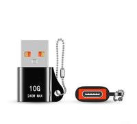 ToolsEvery Adaptador USB C hembra a USB A 3 0 macho con llavero, potencia de carga de 240 W y transmisión de datos de 10 Gbps (negro)