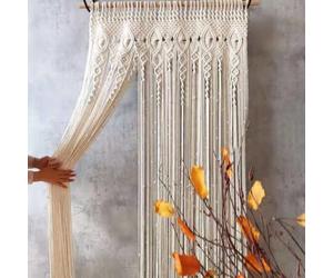 ToolsEvery Tapiz macramé Tejido a Mano, Cortina de Puerta de algodón Beige, Separador de Espacios Estilo Bohemio para Puerta, Ventana, balcón y habitación, Varios tamaños Disponibles (95 x 200 cm)