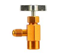 TOOLSGO Abrebotellas de Válvula de Aleación de Aluminio R134A con Rosca de Botella de 1/2 Pulgada y Conector de Tubería SAE de 1/4 para Carga de Refrigerante