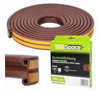ToolSpace | Cinta de sellado autoadhesiva puertas ventanas | 6m | Perfil P marrón | Burlete para puertas | Burlete para ventanas | Burlete anticolisión | Burlete de goma | Burlete de espuma