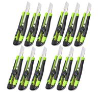 ToolSpace Cúter Profesional 18 mm 12x Cuchilla Segmentada Acero Carbono Bloqueo De Seguridad Guía Metálica Mango Antideslizante Para Cartón Moqueta Plástico Papel Pintado Bricolaje Taller Obra