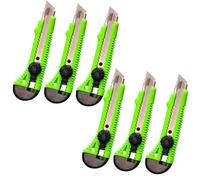 ToolSpace Cúter Profesional con Hoja Segmentada de Acero Inoxidable Guía Metálica Bloqueo de Seguridad y Mango Antideslizante para Cartón Moqueta Plástico y Bricolaje Corte - 18 mm Juego 6 Piezas