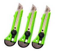 ToolSpace Cúter Profesional con Hoja Segmentada de Acero Inoxidable Guía Metálica Bloqueo de Seguridad y Mango Antideslizante para Cartón Moqueta Plástico y Bricolaje Corte - 18 mm Juego 3 Piezas