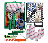 ToolSpace Juego de pintor, 2 unidades, 2 pinceles de pintor, cinta de pintor, bandeja de pintura, lámina protectora, rodillo de pintura