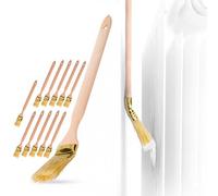 ToolSpace Set 12 Brochas para Radiador Curvadas 36 mm Pincel de Pintura Mango Largo 34 cm Cerdas Naturales Cerdo Madera Haya Maciza Profesional Pintar Rápido Puertas Rodapiés Zonas Inaccesibles