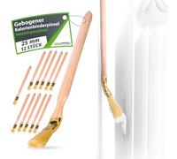 ToolSpace Set 12 Pinceles Curvos para Radiador 25mm Brocha de Pintura Mango Largo 34cm Cerdas Naturales de Cerdo y Madera de Haya Maciza Profesional Pintar Paredes Muebles Zonas de Difícil Acceso