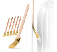 ToolSpace Set 6 Brochas para Radiador 36 mm Pincel Curvo Pintura Mango Largo 34 cm Madera Haya Maciza Cerdas Naturales Cerdo Bricolaje Casero Pintar Rápido Marcos Puertas Zonas Inaccesibles Hogar