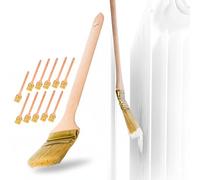 ToolSpace Set de 12 Brochas para Radiador Curvadas 63 mm Pincel de Pintura Máxima Anchura Mango Largo 36 cm Cerdas Naturales Cerdo Madera Haya Maciza Profesional Pintar Fachadas Muros Gran Formato