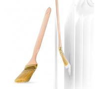 ToolSpace Set de 6 Brochas para Radiador Curvadas 50 mm Pincel de Pintura Ancho Mango Largo 35 cm Cerdas Naturales Cerdo Madera Haya Maciza Bricolaje Rápido Pintar Fachadas Vallas Puertas Gran Formato