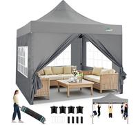 TOOLUCK Cenador Plegable 3 x 3, 3 x 3 cm, Resistente al Agua, Estable, Resistente al Invierno 2.0, para Exteriores, Plegable, protección UV 50+, 3 Alturas Ajustables, Carpa para Fiestas con 4 Paneles