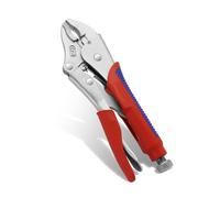 TOOLUTION Alicates de bloqueo de mordaza curvada de 10 pulgadas con mandíbulas curvadas, multiagarre de acero CRV, mango antideslizante TPR para soldadura, fontanería, taller