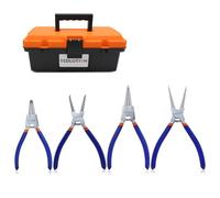 TOOLUTION Juego de 4 Alicates Circlip 7″ - Alicates Anillos Interno/Externo Rectos y Curvados, Acero 45, Acabado Electrocromado