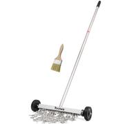 Toolwiz Barredora magnética de 15 pulgadas, herramienta de techo para césped, herramientas de patio de 10 libras con soporte telescópico y ruedas para limpiar clavos, mango ajustable para construcción
