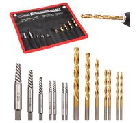 Toolwiz Juego de 14 Extractores para machos y terrajas de sacar con bolsa de lona, juego de brocas de mano izquierda y kit de extractor de pernos rotos para la extracción de tornillos, pernos, tuercas