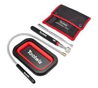 Toolwiz Juego de 4 herramientas magnéticas de recuperación de pastillas con bandeja de piezas, varillas magnéticas extensibles y flexibles para garaje, taller y patio