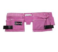 Toolzone - Cinturón de cuero para herramientas con 11 bolsillos de doble refuerzo, incluye soporte para martillo y cinta métrica, color rosa