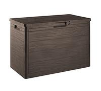 Toomax Baúl Multibox Woody's 160L para herramientas exteriores, efecto madera, dimensiones: 77,5 x 44,5 x 52,7 cm, art. 186, color marrón