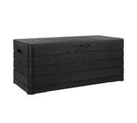 Toomax Dolomiti - Baúl de 640 l, portaherramientas de 152 x 71 x 63,5 cm, efecto madera color negro, plástico resistente, resistente a los rayos UV, con orificio para candado, para exteriores